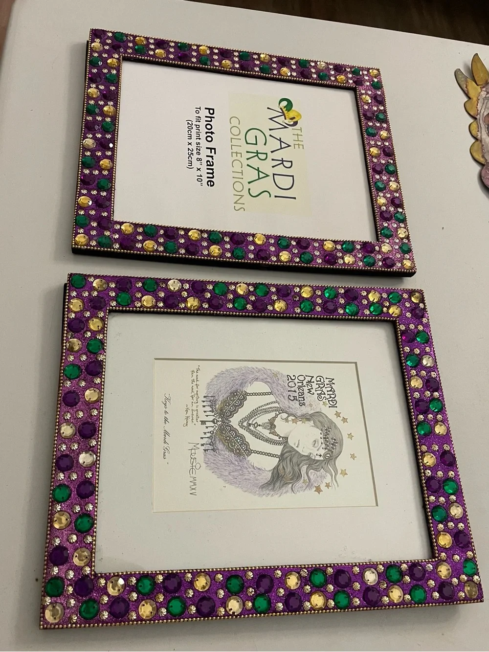 Purple & Green Jeweled Photo Frame - Set of 2
